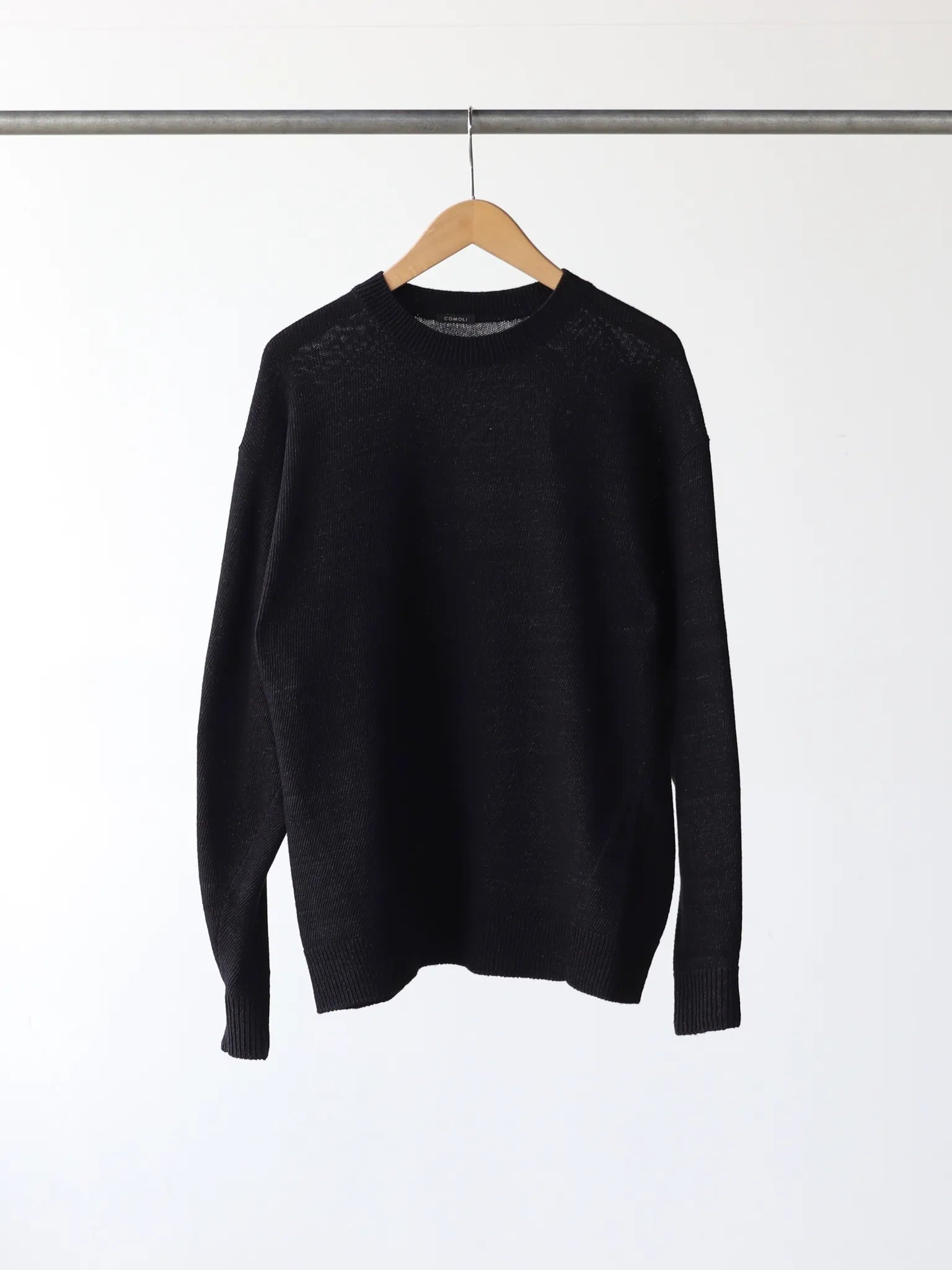 COMOLI 7G クルーネックニット BLACK | CASANOVA&CO (カサノヴァアンド