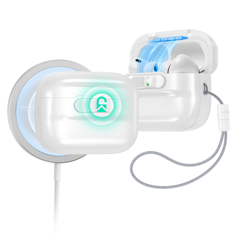 ホワイト AirPods Pro 3 MagSafe充電対応ケース、ストラップ付き｜ESR