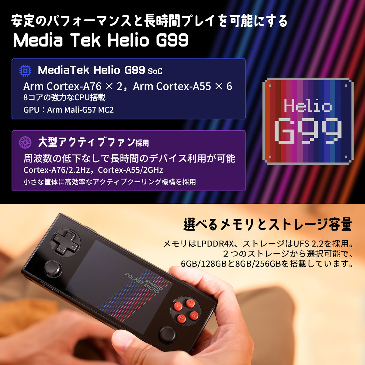 リファービッシュ品》AYANEO POCKET MICRO Android機（Helio G99）8GB