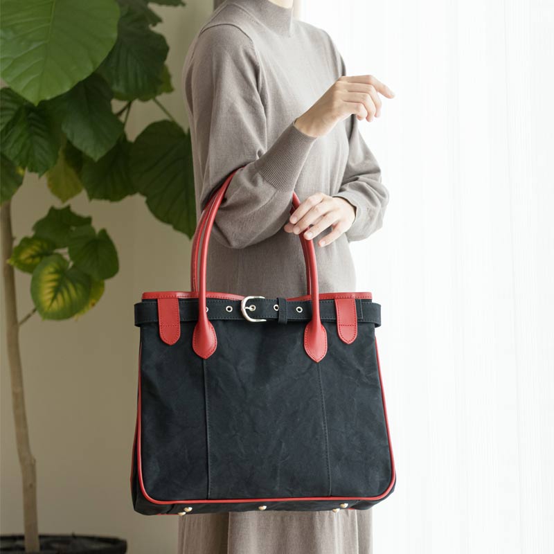 革ベルト付トート – 日乃本帆布