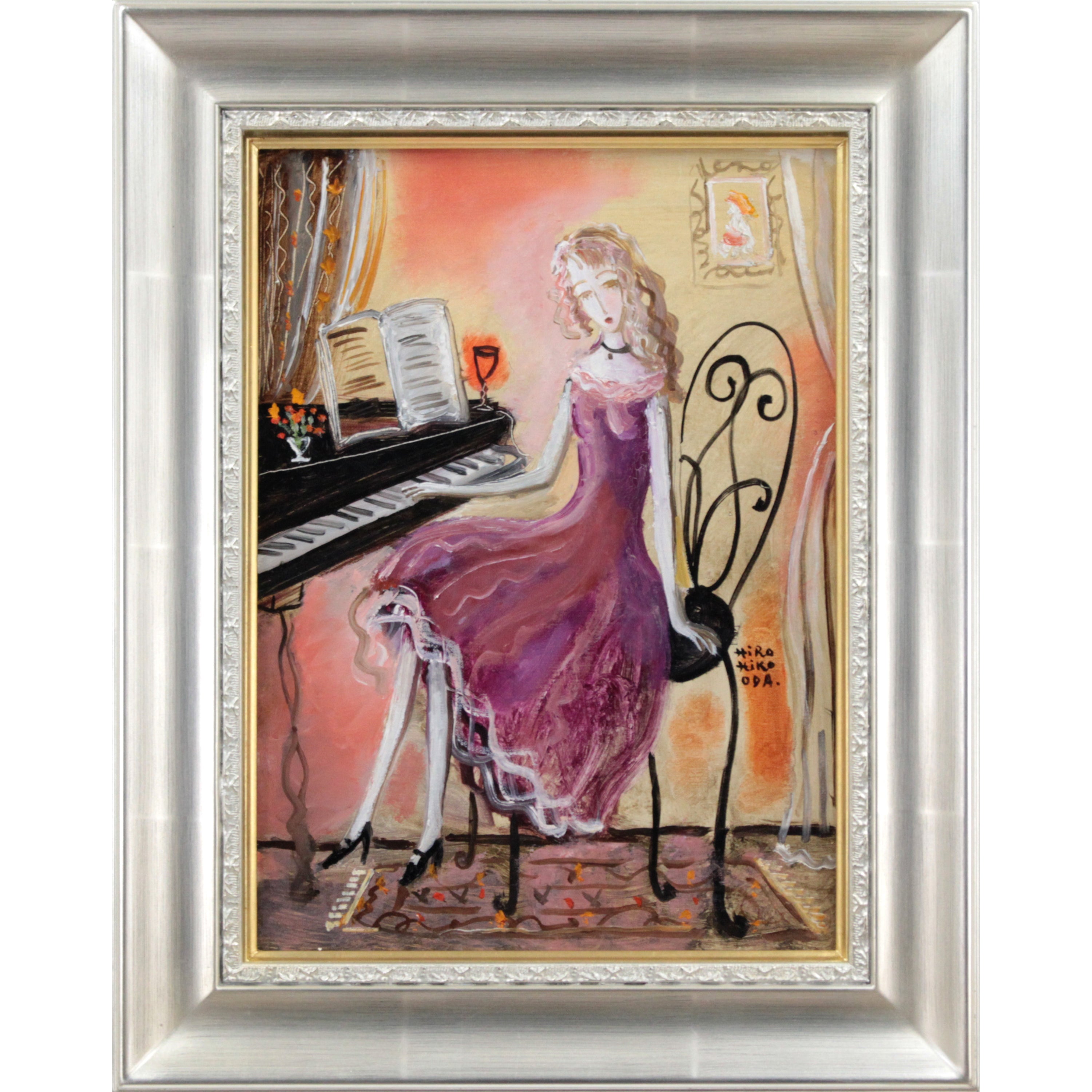 織田 広比古 『ピアノレッスン』 油彩画 - 北海道画廊