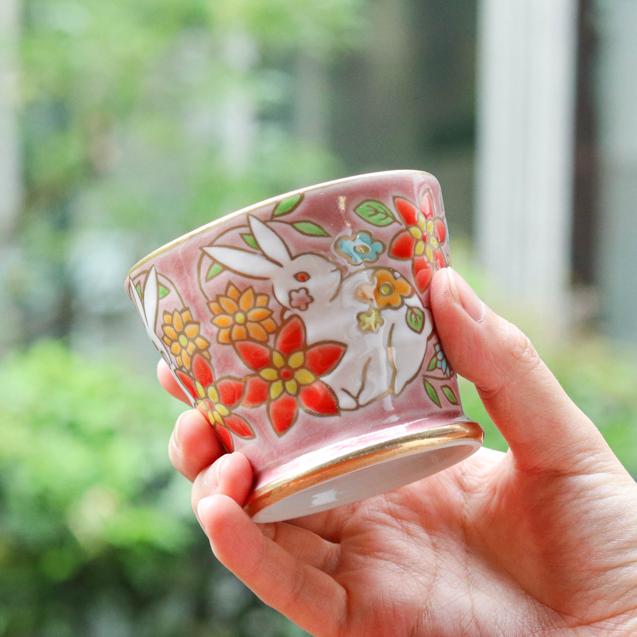 九谷焼 カップ | 花きらり | 白兎 | 美山窯