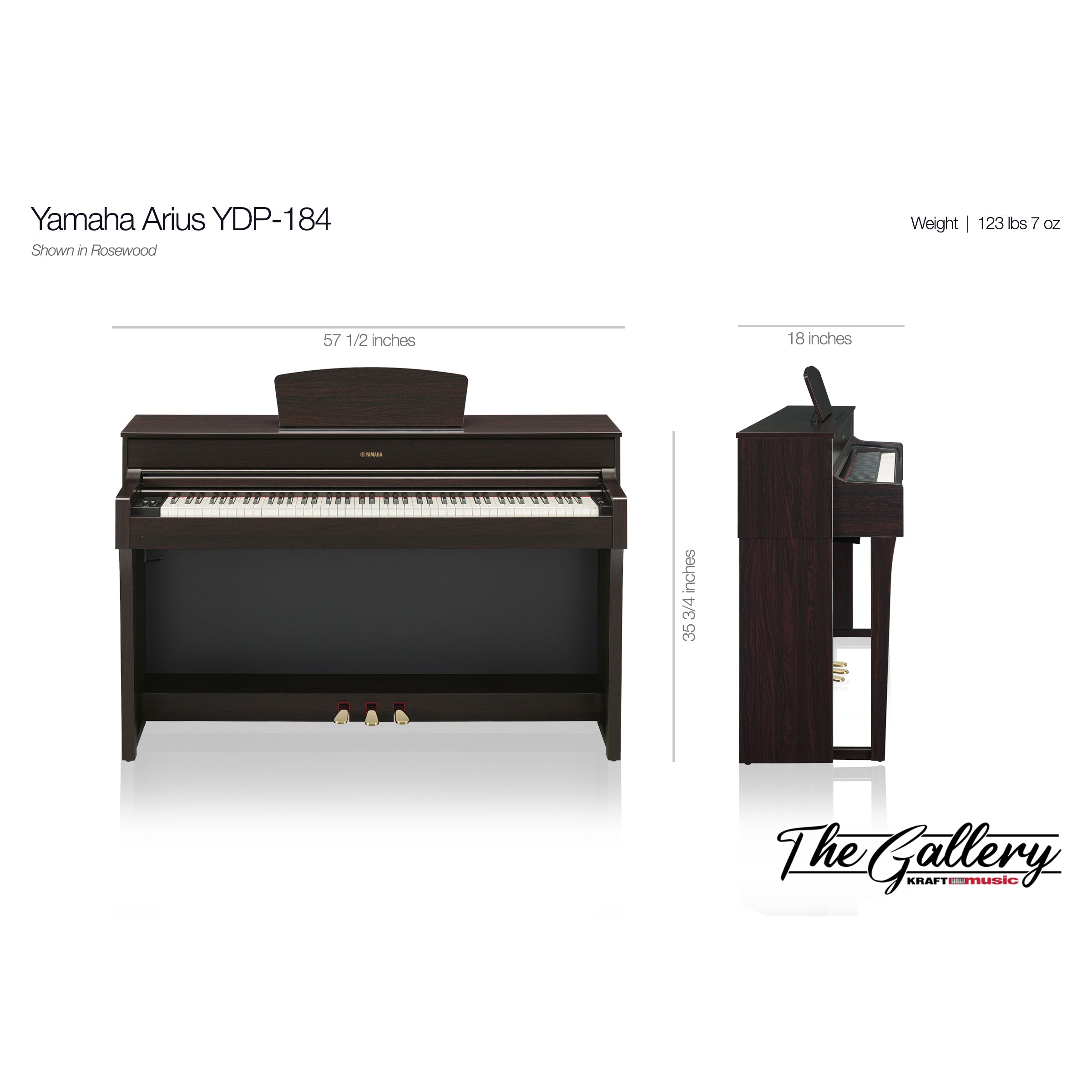 Yamaha Arius YDP-184 Digital Piano - Rosewood COMPLETE HOME BUNDLE