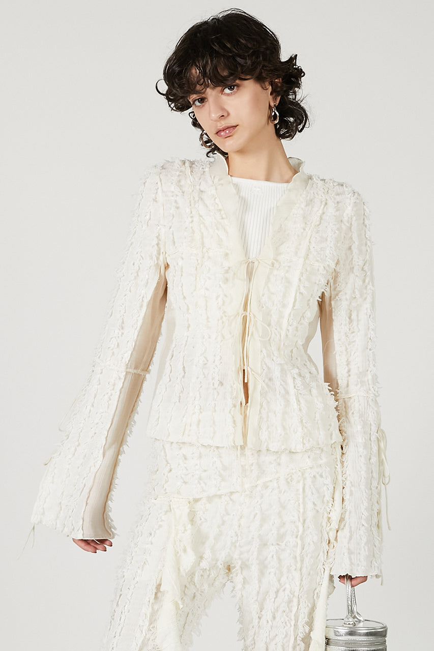 Fringe Jacquard Frill Cardigan - SALE