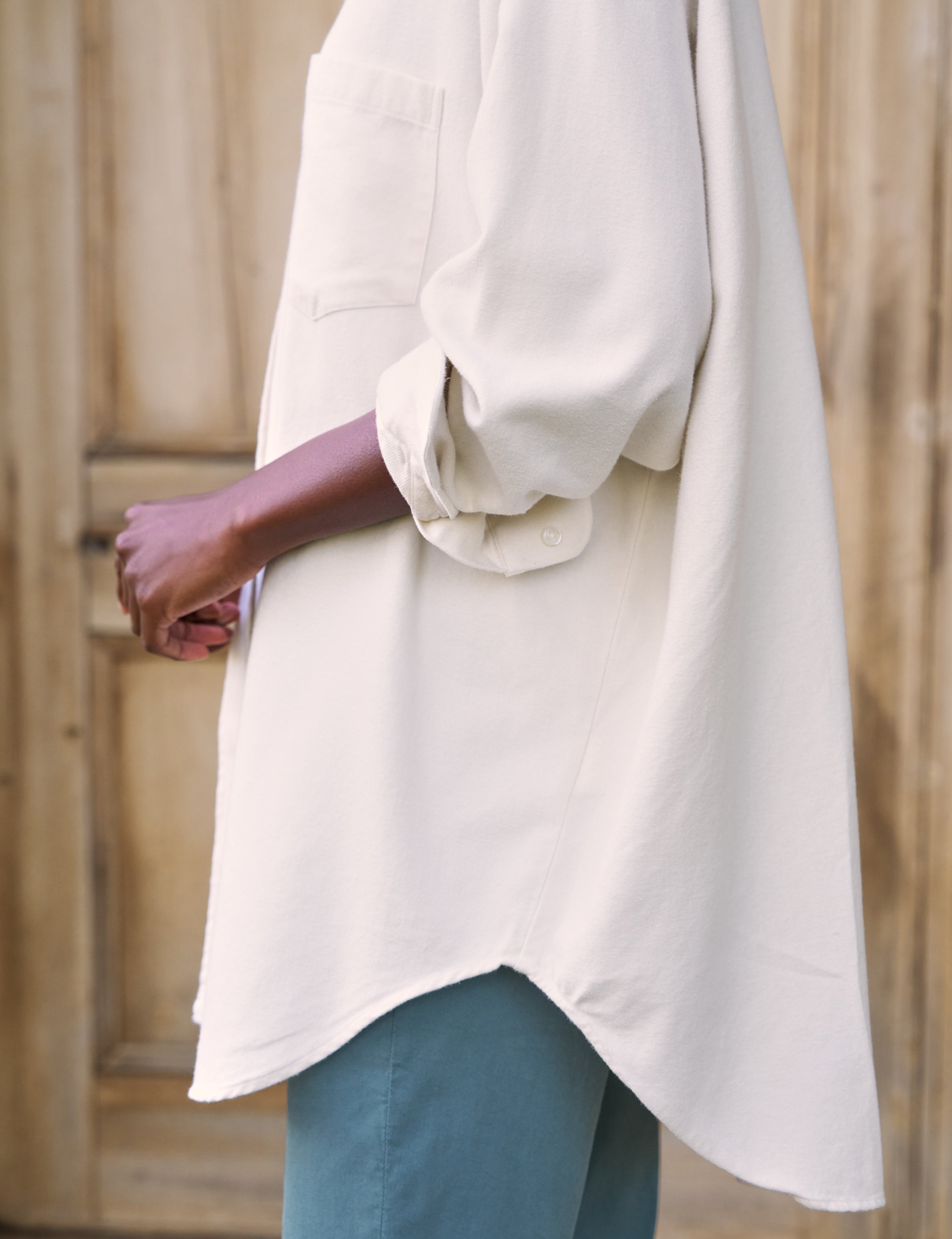 Mackenzie, One-Size Button-Up Shirt, White Flannel – ReLoved by