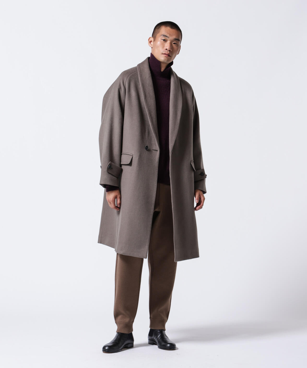 ASSEMBLANC ｣ シルク ブレンド ダブルクロス ショールカラー コート