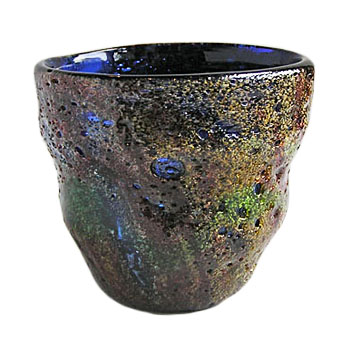 稲嶺盛吉（宙吹ガラス工房 虹）作 紅珊瑚ロックグラス