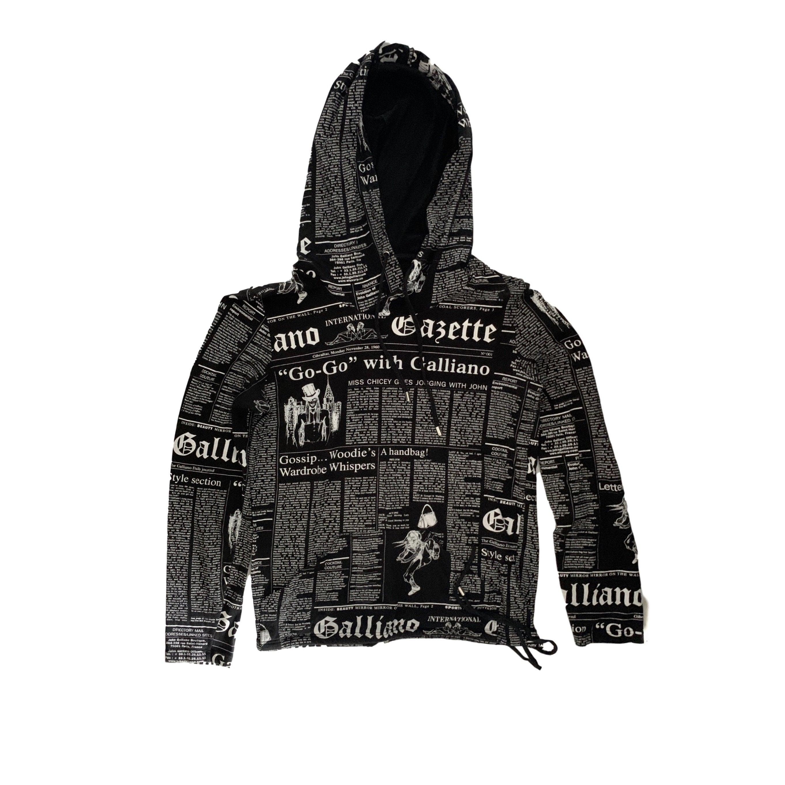Treasures of NYC - John Galliano Black Newsprint Hoodie
