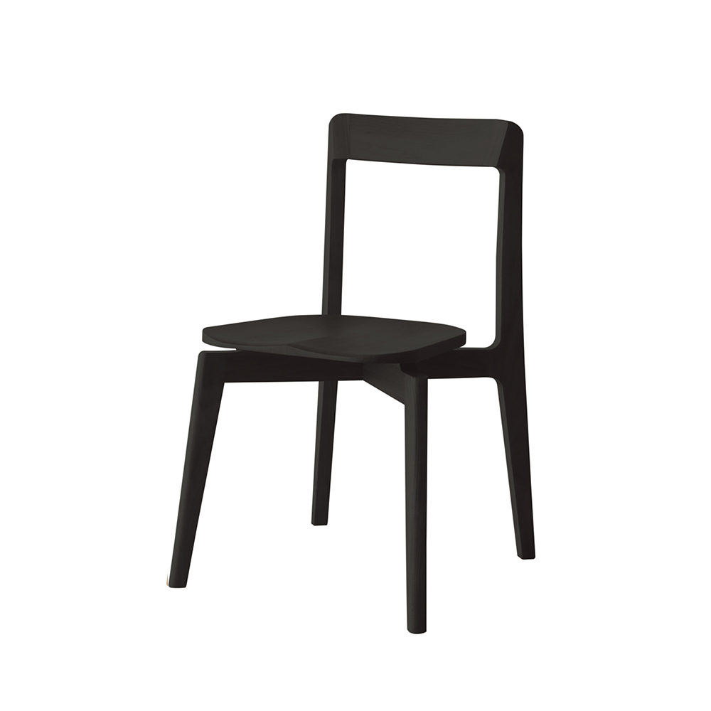 ダイニングチェア「リアルト」板座 ホワイトオーク材 ブラック色【受注