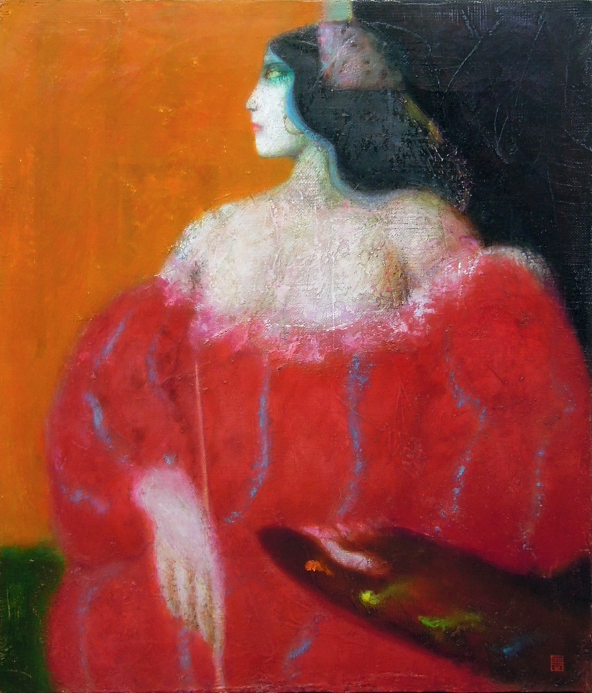 佐々木豊 『女流画家』 [古美術こもれび] 骨董,掛軸,絵画の買取と販売