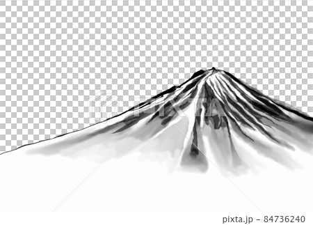 富士山（水墨画風）のイラスト素材 [84736240] - PIXTA
