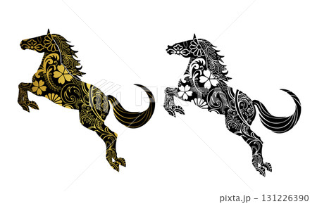 装飾された馬のイラスト素材 [131226390] - PIXTA