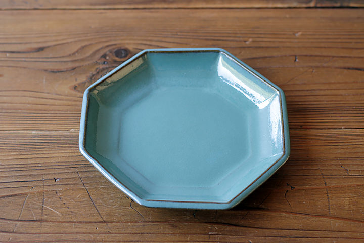 昇陽窯】八角皿/7寸/青/（20cm） | 【丹波のイロドリ】丹波焼(陶器)の