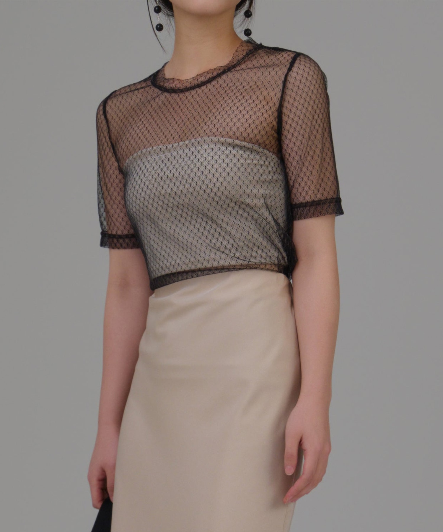 WEB限定】tulle lace tops(FREE BLACK): Louren: WOMENS｜THE TOKYO