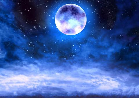 神秘的な月夜の背景素材①イラスト - No: 23192384｜無料イラスト