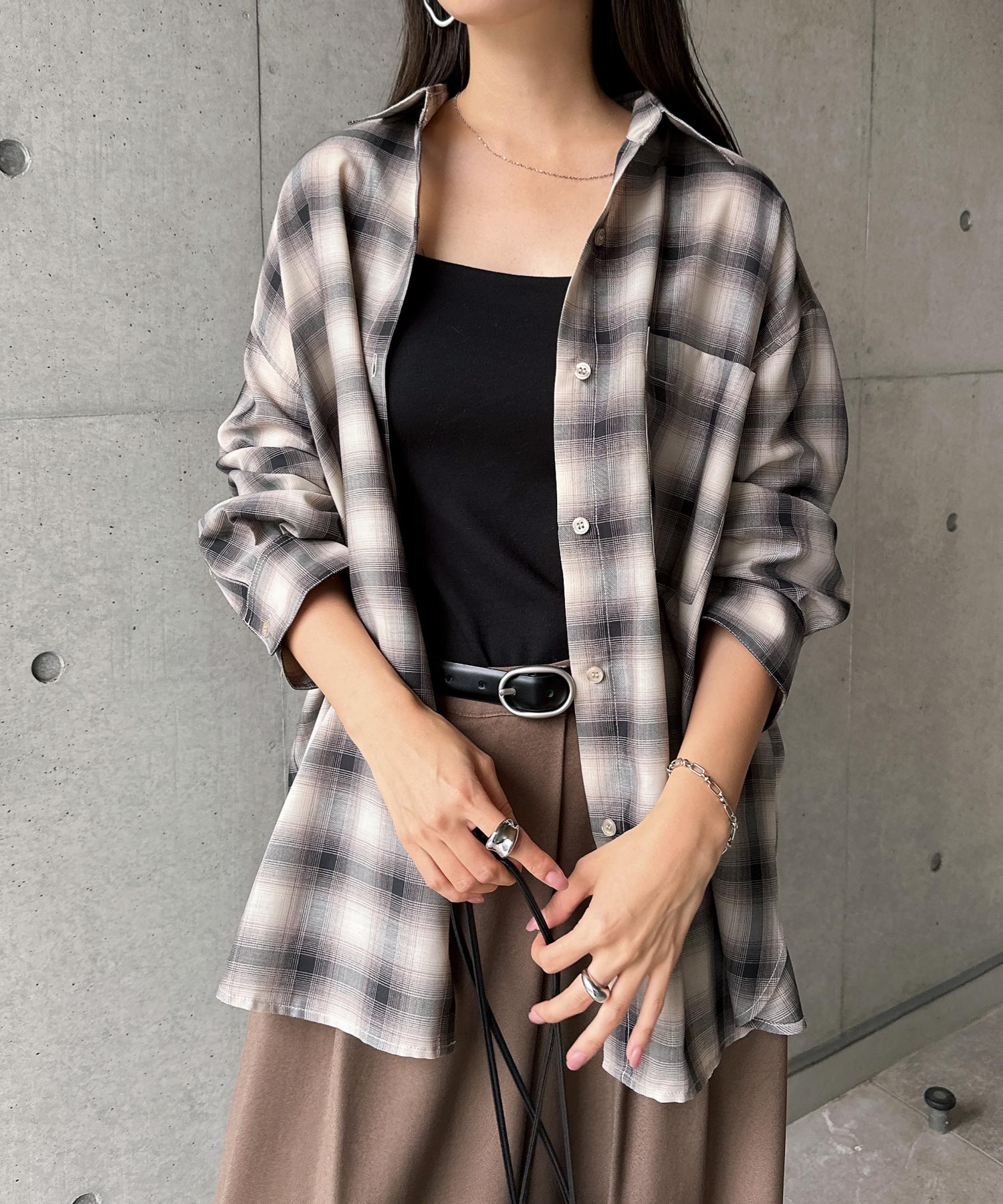 楽天市場】チェックシャツ（カラーベージュ）（レディースファッション