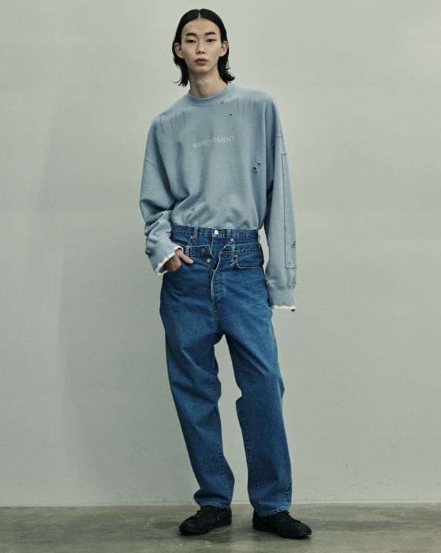 stein OVERSIZED REBUILD SWEAT LS・BLUE GREY - tity
