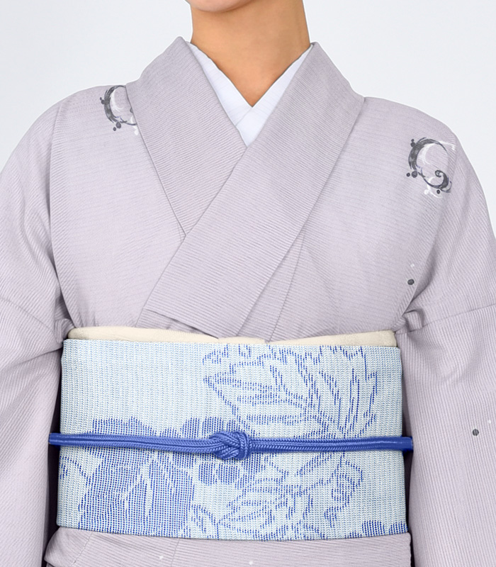 お仕立付き・単衣】東レ シルック 絽ちりめん小紋（波柄×グレー地