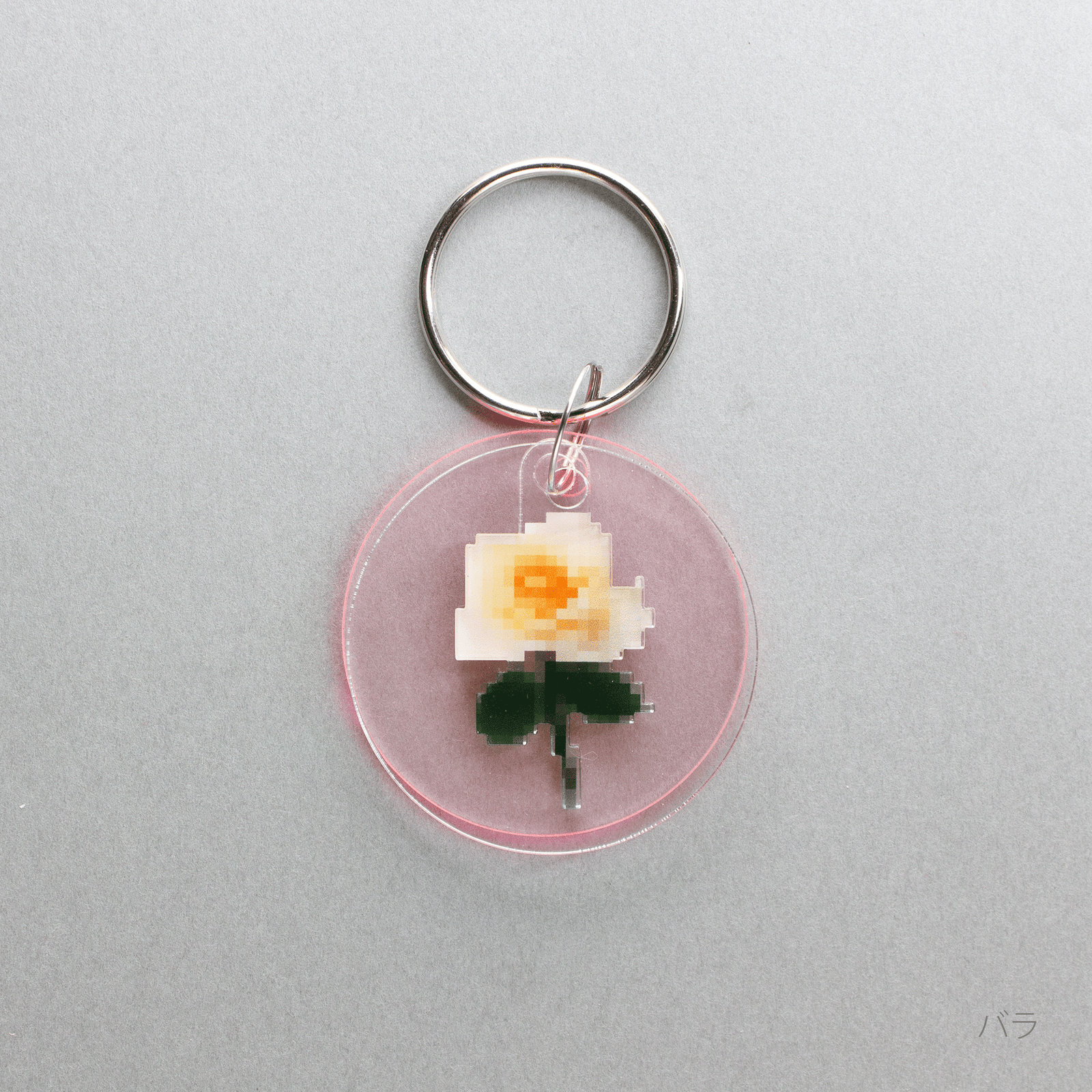 フリップキーホルダー pixel flower – toumei