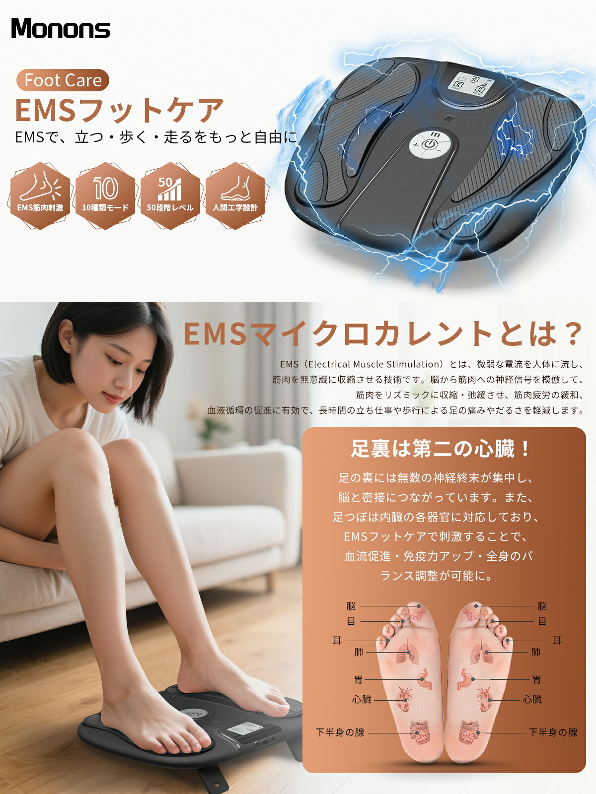 楽天市場】『Monons 筋力トレーニング むくみ解消』 EMS フットケア