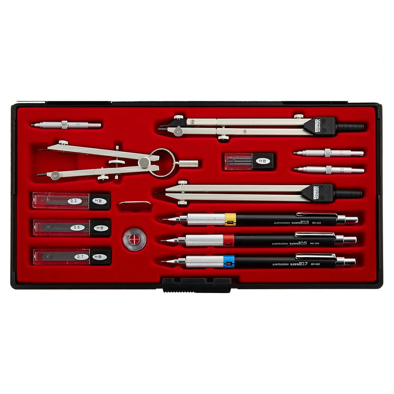 楽天市場】ウチダ KD型製図器 SEセット 17品組 鉛筆製図セット [ 010