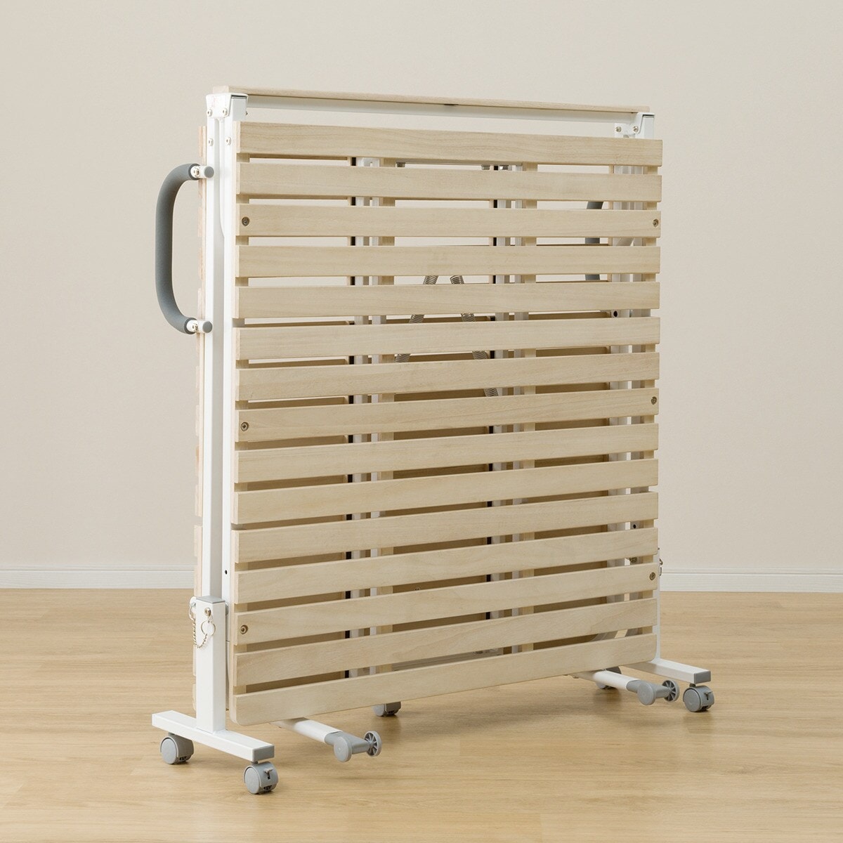 楽天市場】幅99cm シングル 折りたたみ桐すのこパイプベッド (BLNC