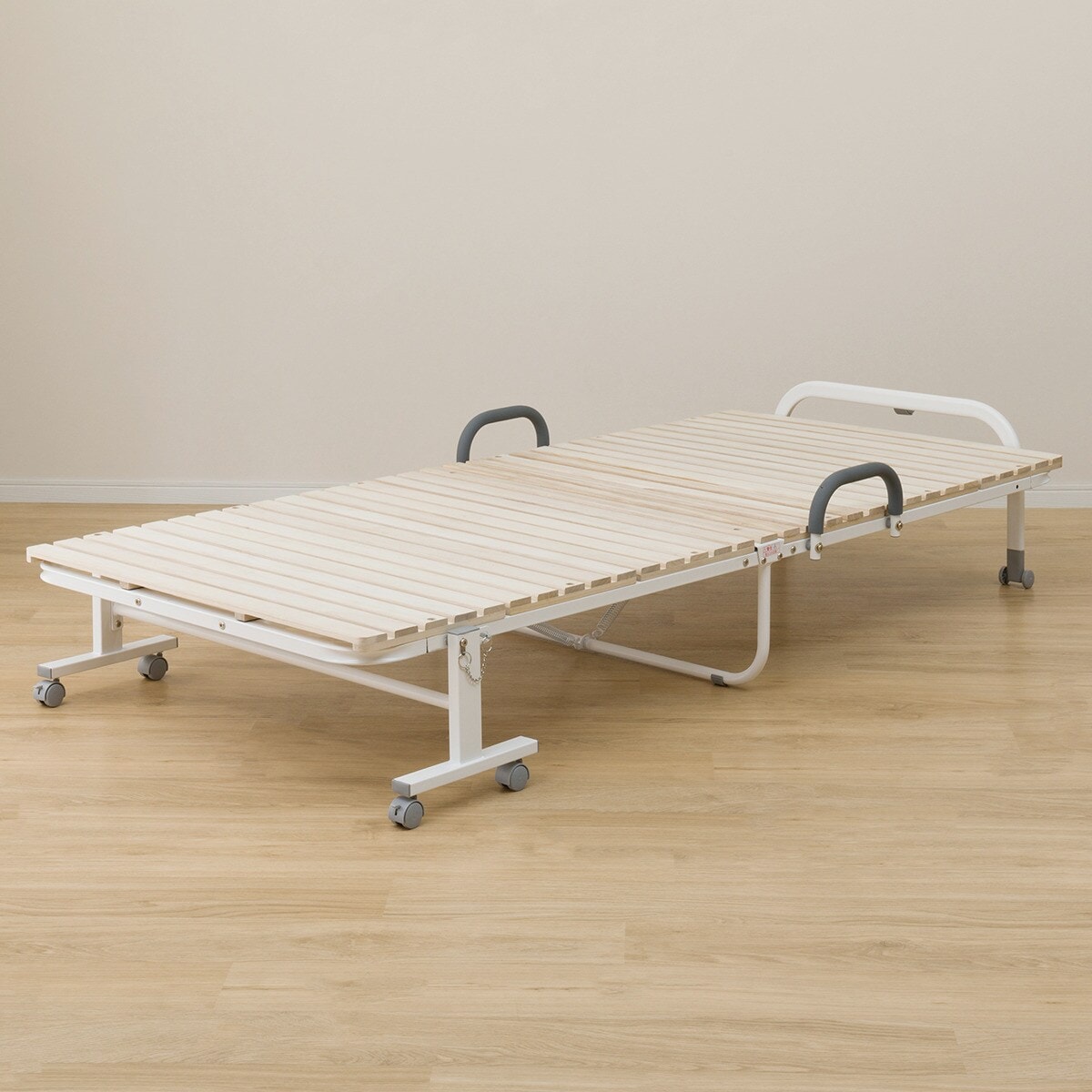 楽天市場】幅99cm シングル 折りたたみ桐すのこパイプベッド (BLNC