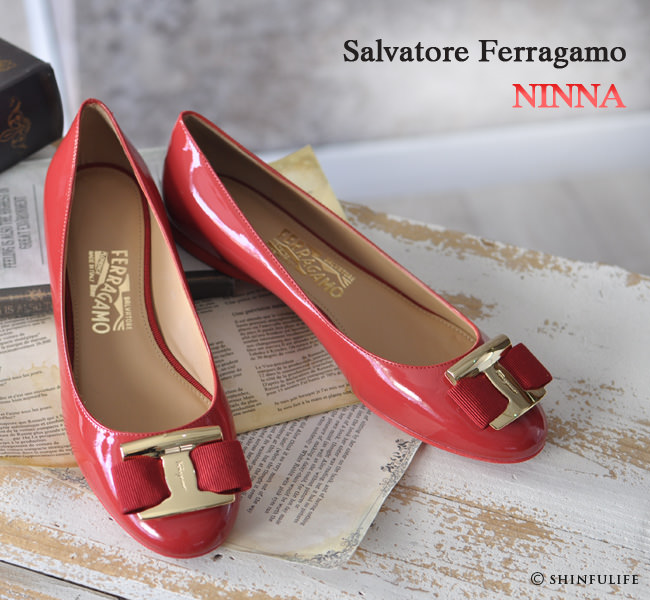 楽天市場】フェラガモ エナメル パンプス フラット レディース