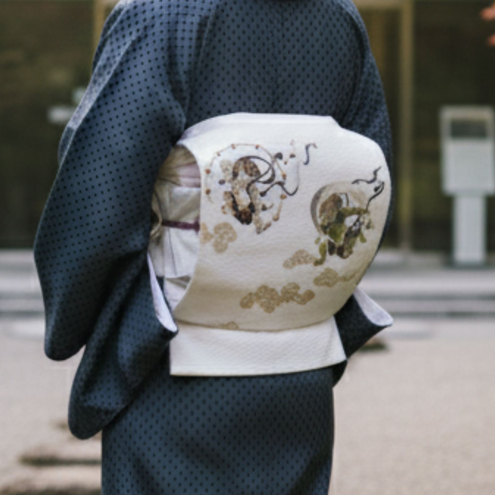 楽天市場】名古屋帯 正絹 白 俵屋宗達風神雷神 ホワイト 京玉響 西陣織