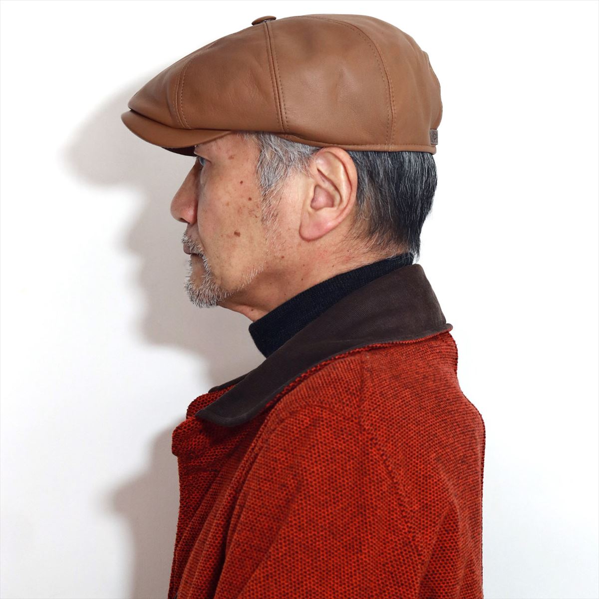 楽天市場】レザー キャスケット メンズ 黒 レザーハンチング ブラック