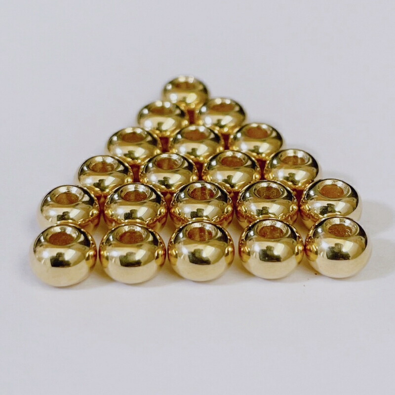 楽天市場】全金ビーズ M 渦なし 20粒セット K18ビーズ 金ビーズ 全金