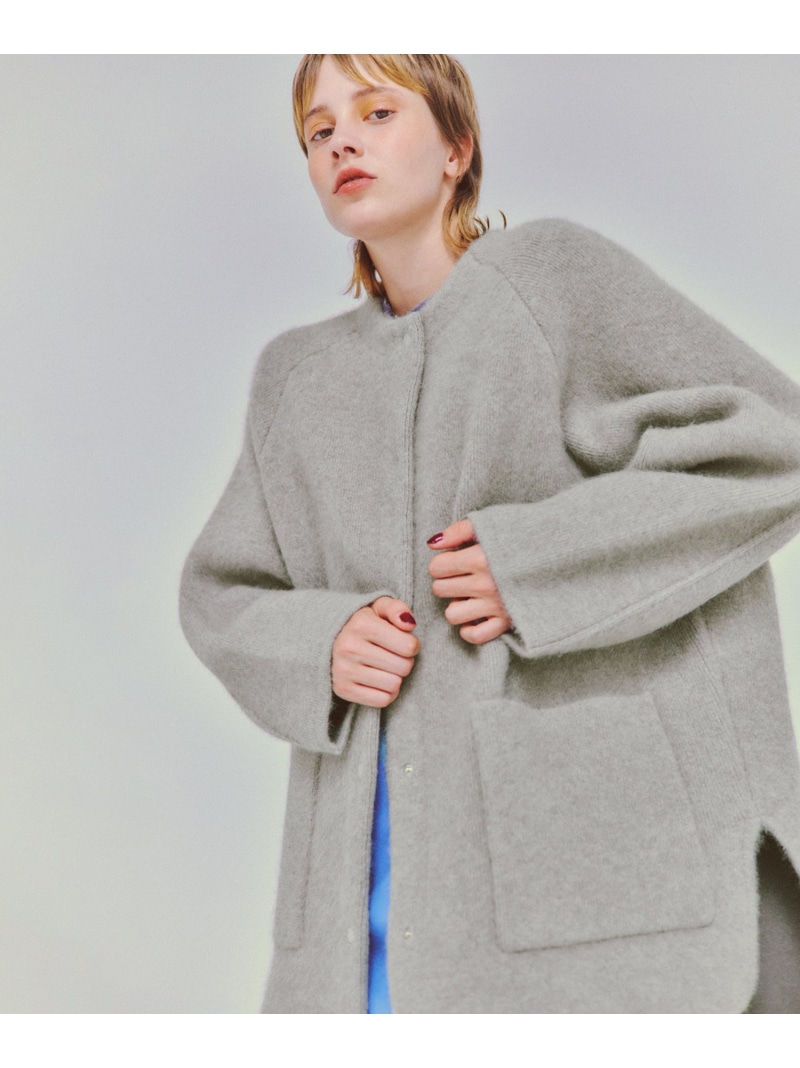 楽天市場】ダブルフェイスファーミドルニットカーディガン ADAM ET