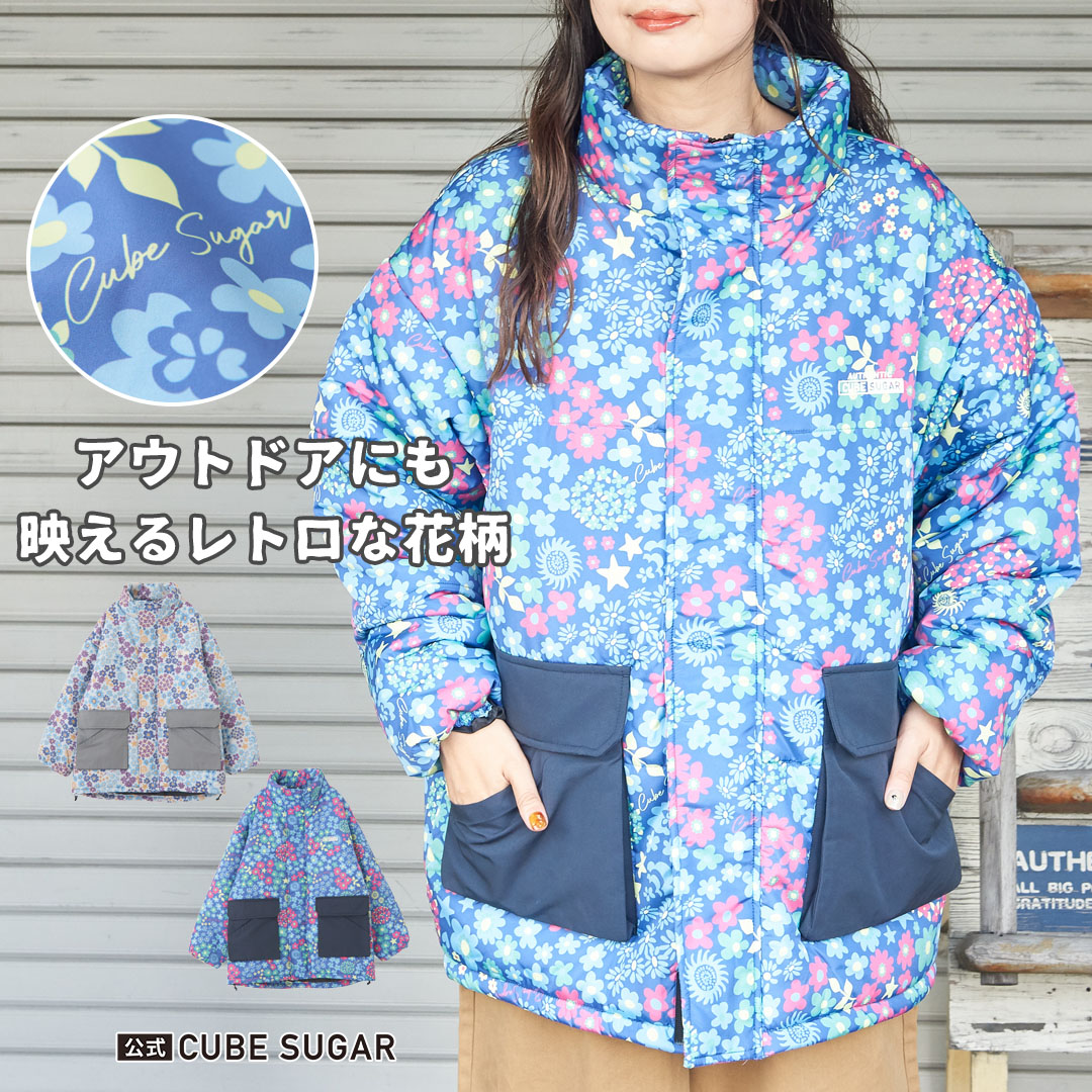 楽天市場】中綿ジャケット / 公式 CUBE SUGAR 総柄中綿スタンドカラー