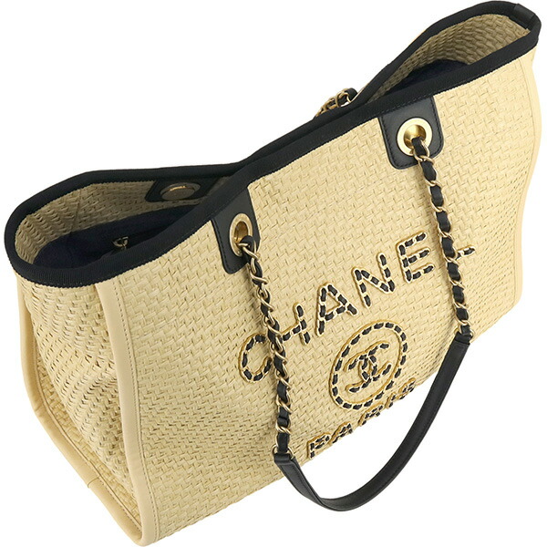 楽天市場】【超美品】 シャネル トートバッグ ドーヴィル MM ストロー