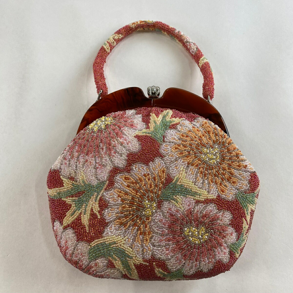 楽天市場】和装バッグ 美品 優品 ビーズバッグ セミフォーマル 草花 赤