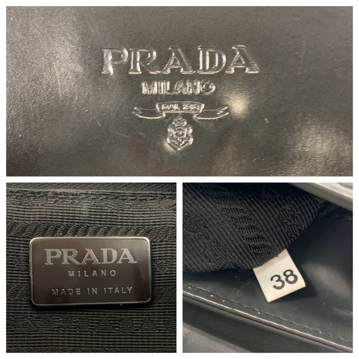 楽天市場】美品 PRADA プラダ ブラック 黒 シルバー金具 エナメル