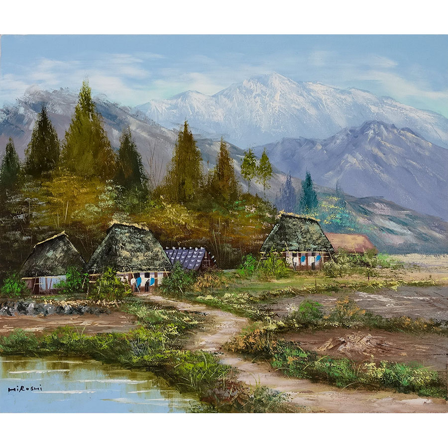 楽天市場】油彩画 松本弘 「里の民家」 F8号 油絵 額入り 風景画 真筆