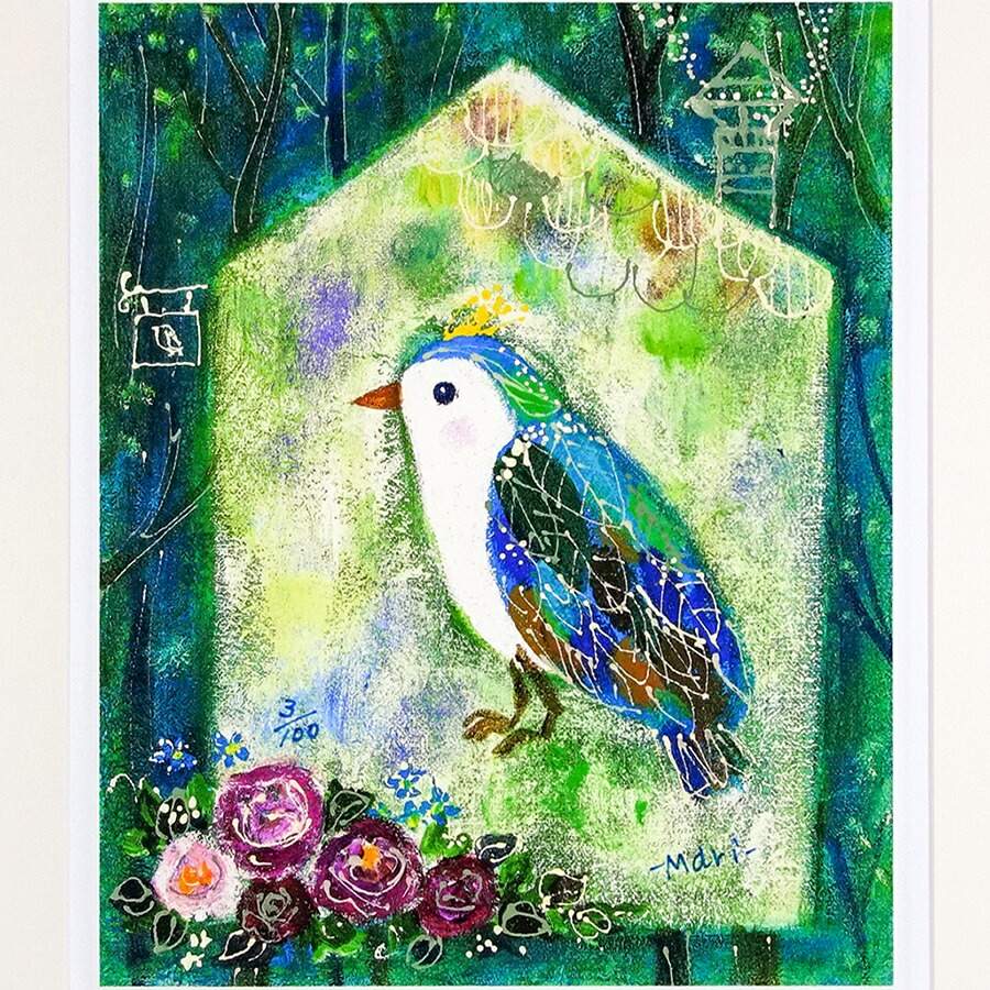 楽天市場】絵画 前田麻里 「森の小鳥」 ジグレー版画 額入り 限定100部