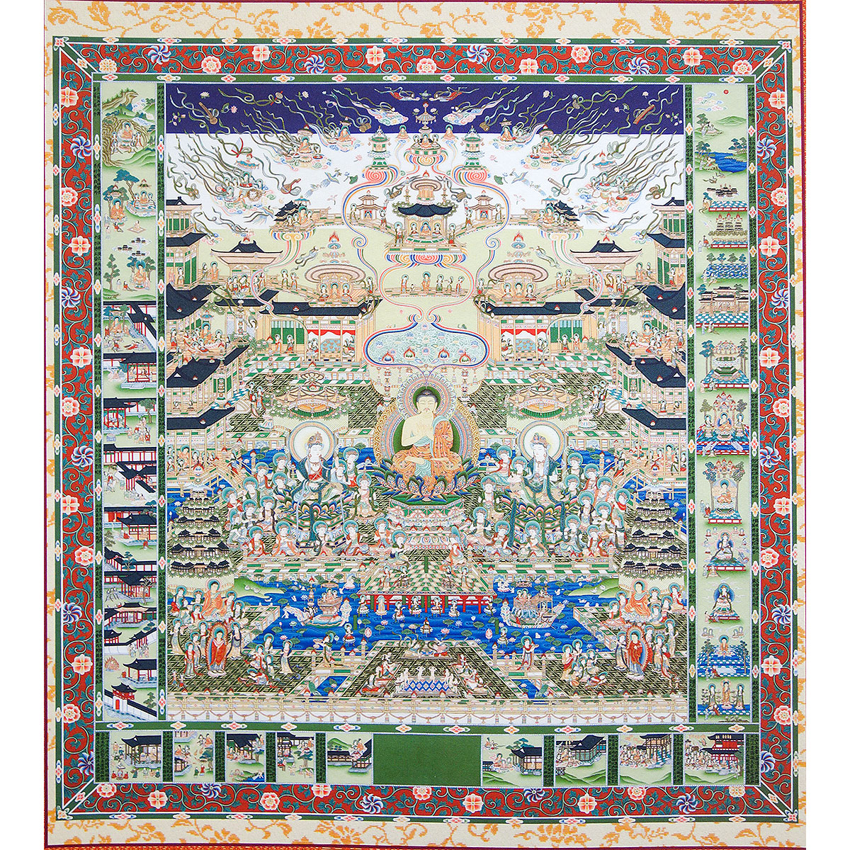 楽天市場】掛け軸 「極楽浄土図 （観経曼荼羅）」 模表装 30x61cm