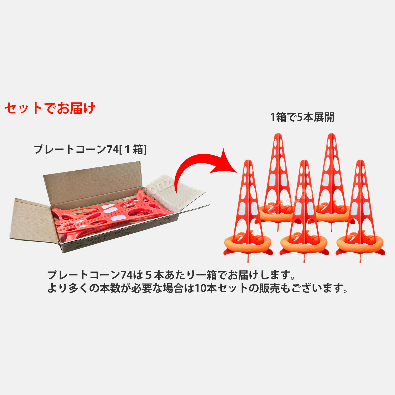 楽天市場】[インボイス対応！] 組立式 三角コーン 【 プレートコーン74