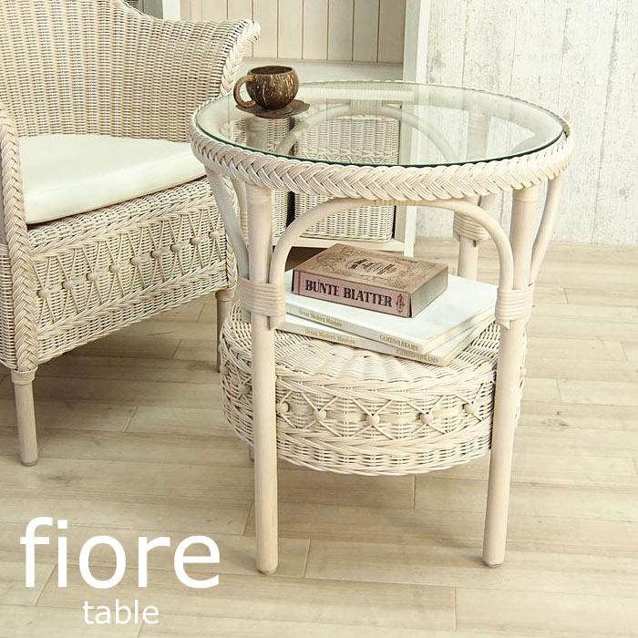 楽天市場】《ラタンワールド》フィオーレ ガラステーブル 直径52