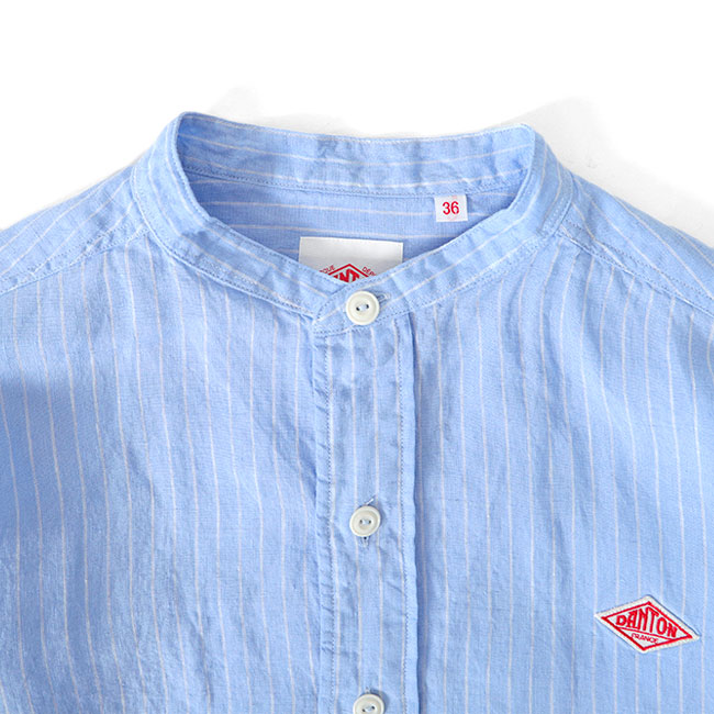 楽天市場】DANTON ダントン リネン ストライプ バンドカラーシャツ JD