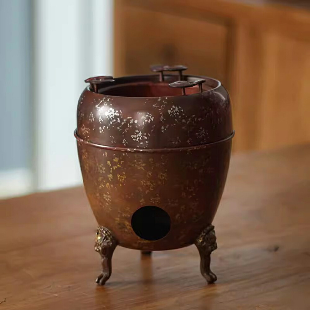 楽天市場】霊芝 銅 風炉 真鍮 ティーウォーマー 鉄瓶 急須