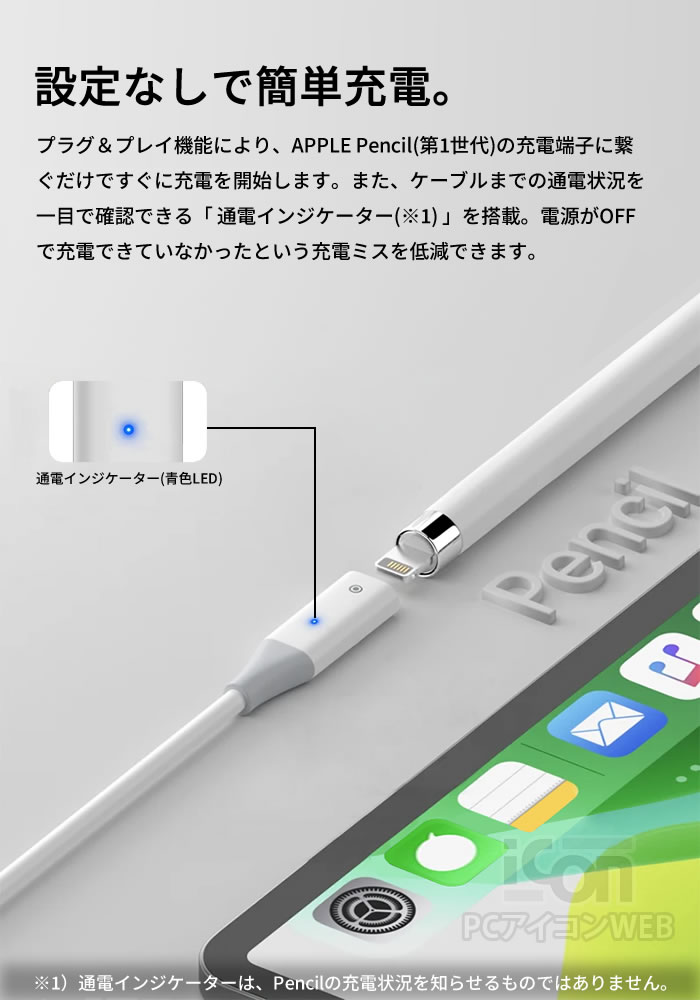 楽天市場】APPLE Pencil(第1世代)用充電ケーブル 1.0m 全2種(USB-C/USB