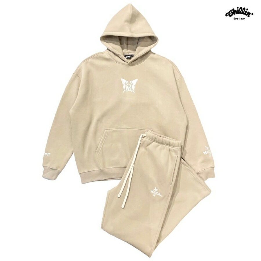 楽天市場】【送料無料】CHILLIN NY BUTTERFLY SWEAT SETUP【KHAKI】(L