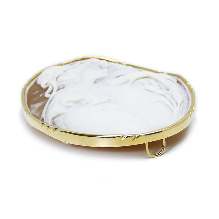 楽天市場】K18 シェル カメオ 鑑別書付 約H75×W57mm 2人の女性 横顔 花