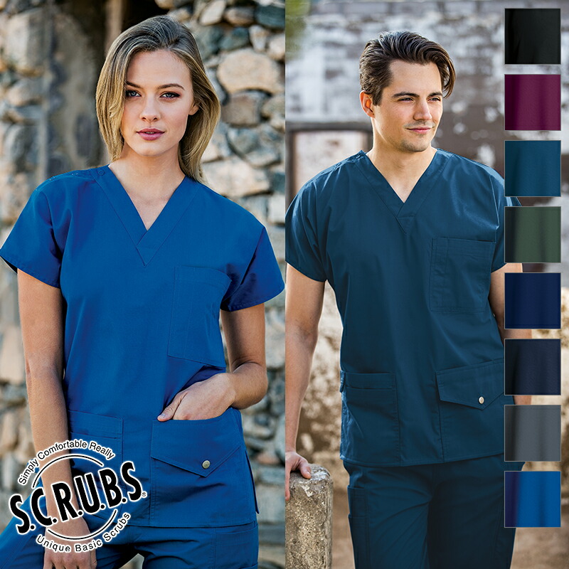 楽天市場】白衣 6ポケットスクラブ スナップトップ [男女兼用] Z1J15