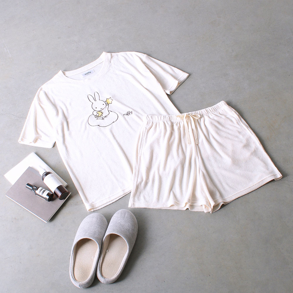 おやすミッフィーちゃんパジャマ グレーxアイボリー XL おやす