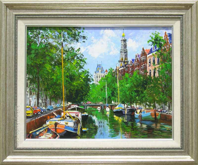 楽天市場】絵画 油絵 アムステルダムの運河 （藤原英信） 送料無料