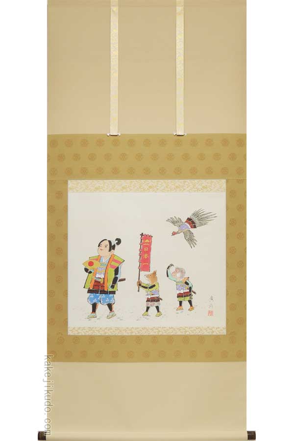 楽天市場】掛け軸 桃太郎 （奥田廣尚） 送料無料 【掛軸】【一間床